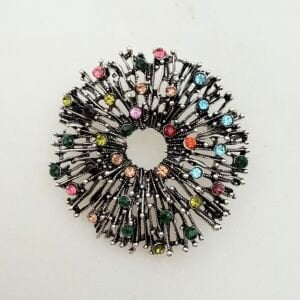 Renkli Taşlı Çelenk Broş