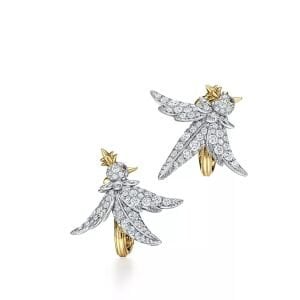 Altın Kaplama Marka Model Taşlı Kuş Küpe