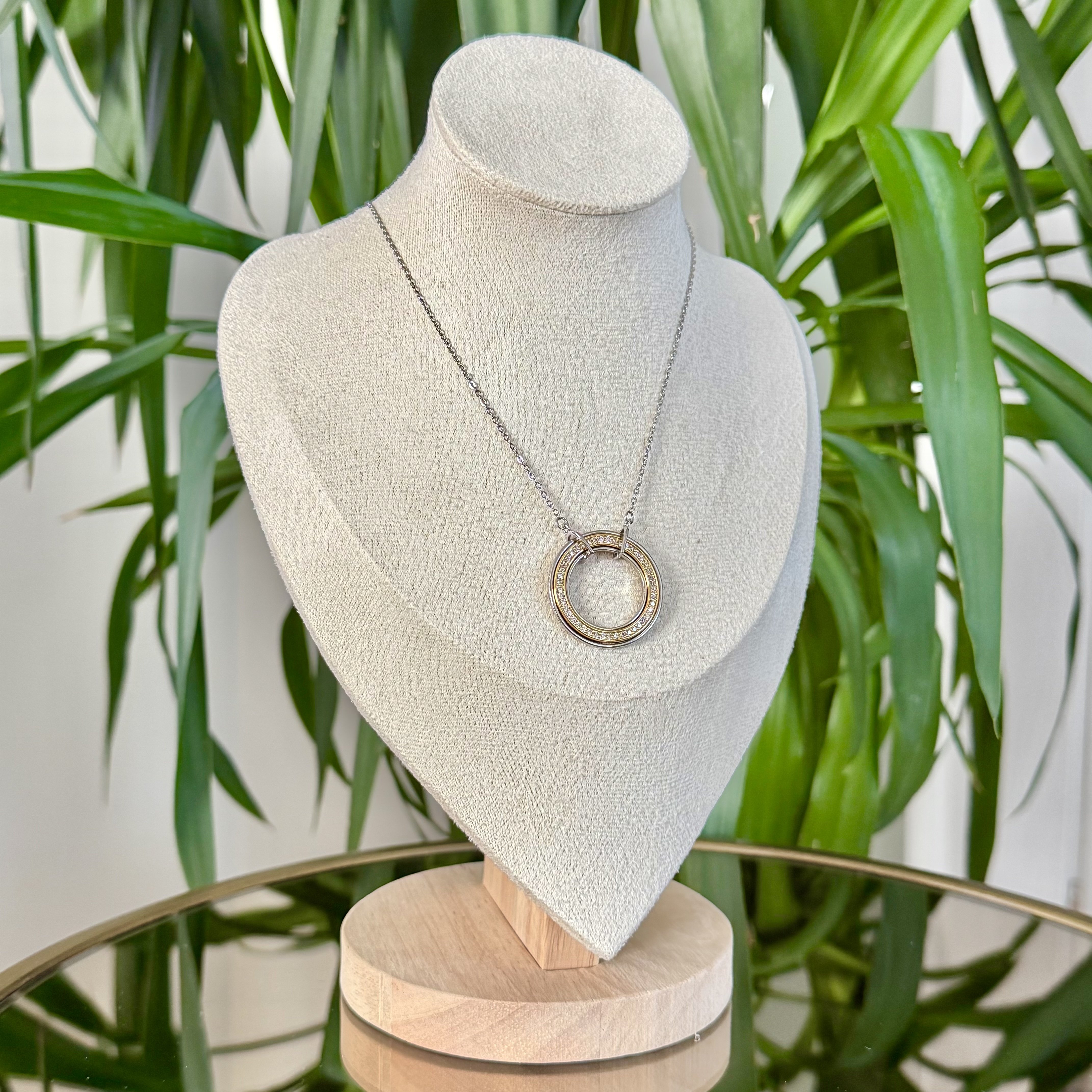 Çelik Marka Model Çift Renkli Halka Kolye