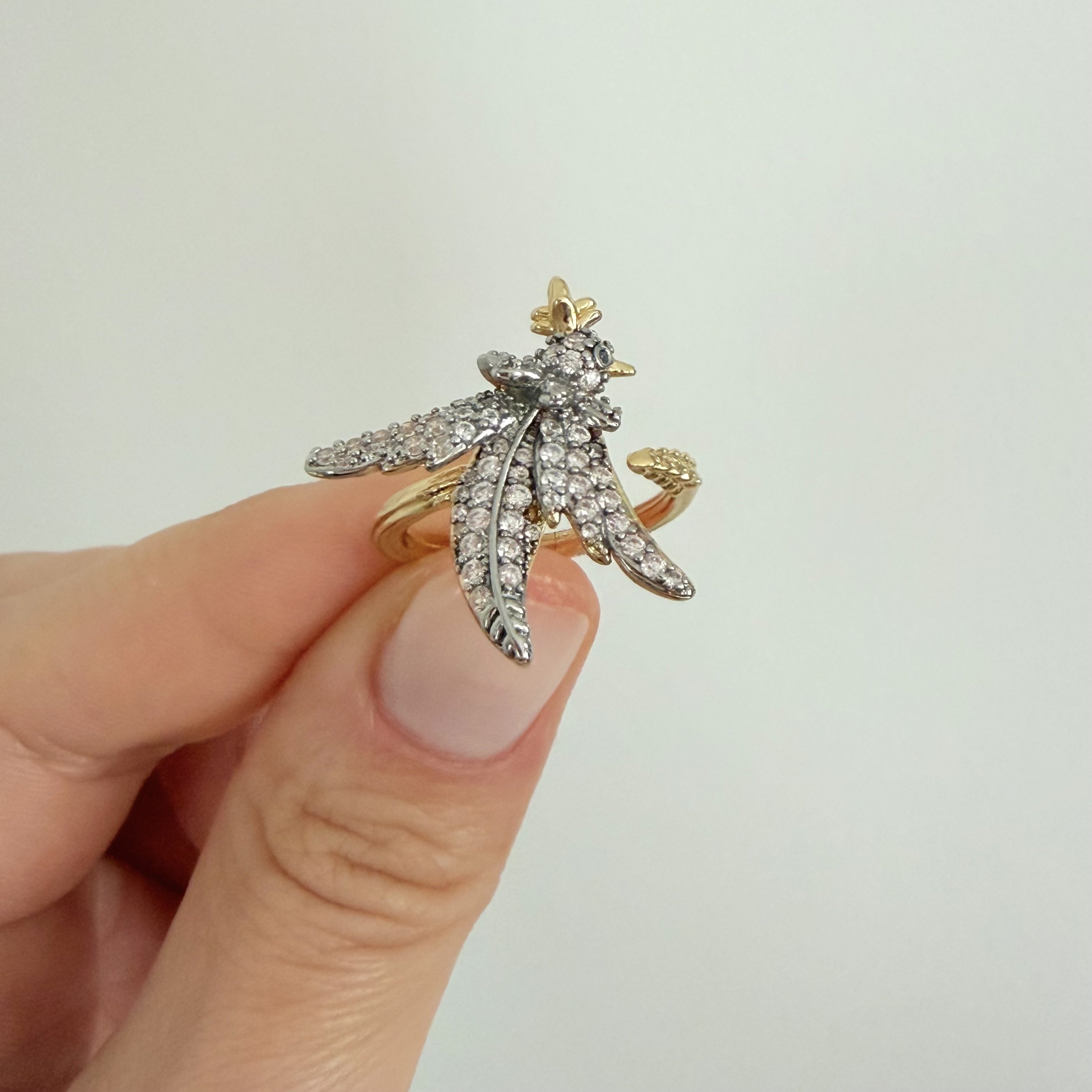 Altın Kaplama Marka Model Taşlı Kuş Yüzük