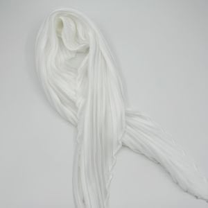 Beyaz Pliseli İpek Saten Fular