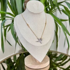 Altın Kaplama Marka Model Taşlı Kuş Kolye