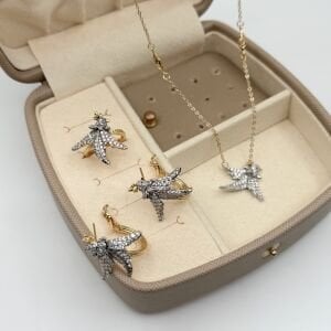 Altın Kaplama Taşlı Kuşlu Kombin