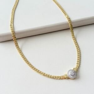 Altın Kaplama Elmas Montör Yassı Zincir Kolye