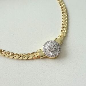 Altın Kaplama Elmas Montör Yassı Zincir Kolye