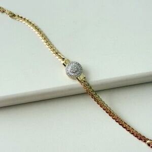 Altın Kaplama Elmas Montör Yassı Zincir Bileklik