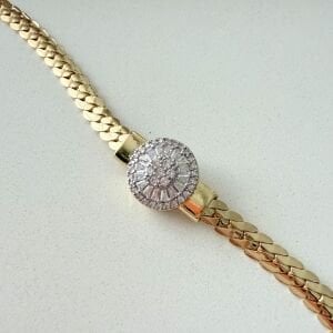 Altın Kaplama Elmas Montör Yassı Zincir Bileklik