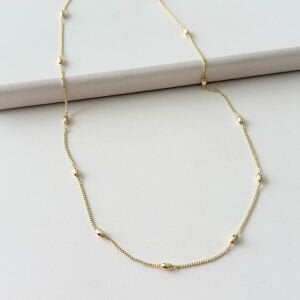 Altın Kaplama Topçuk Model Zincir Kolye (60cm)