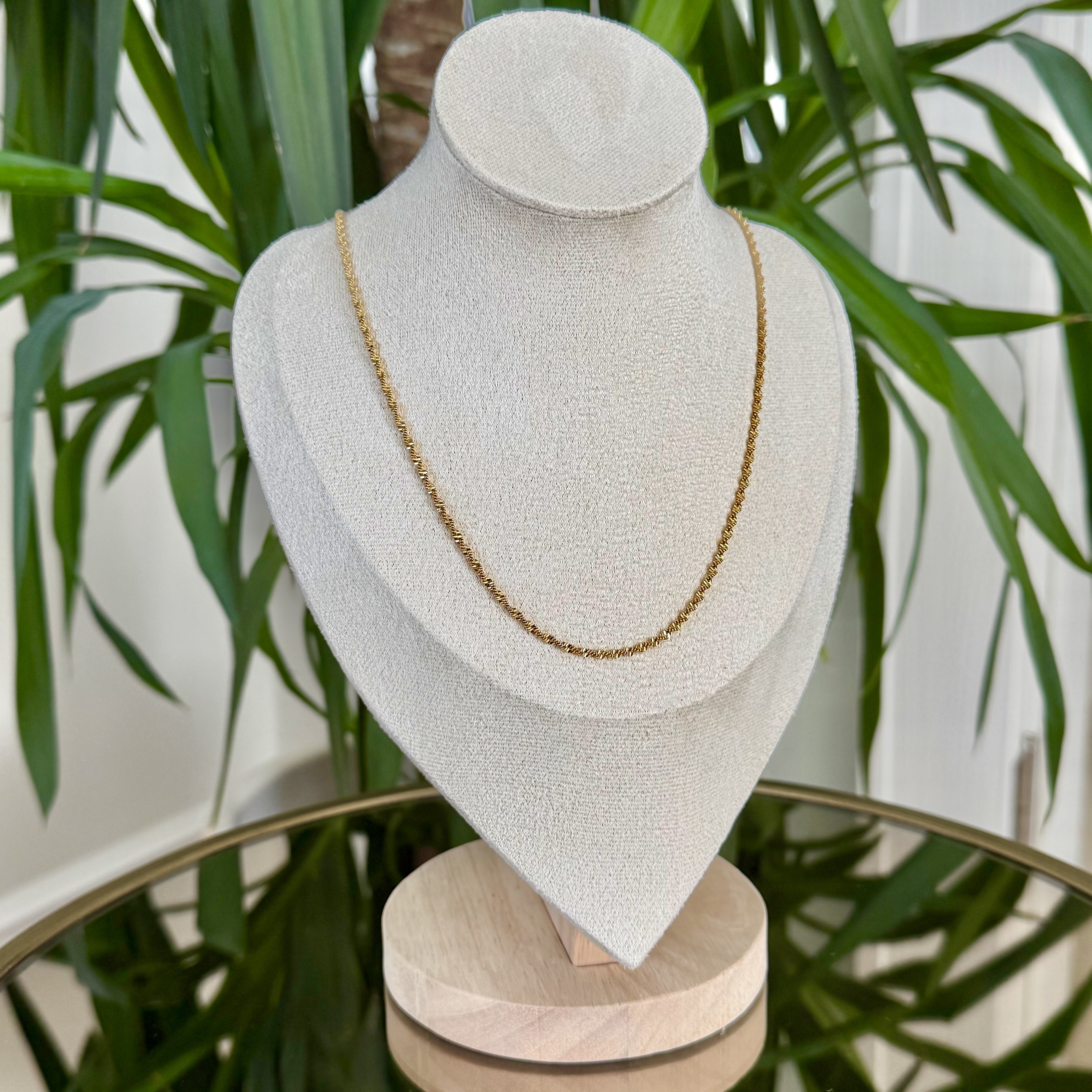 Altın Kaplama Singapur Zincir Kolye (60cm)