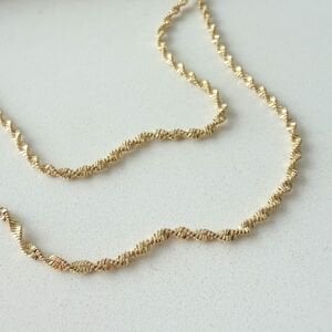 Altın Kaplama Singapur Zincir Kolye (60cm)