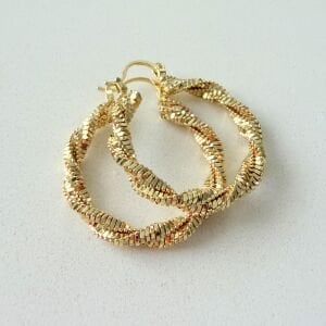 Altın Kaplama Işıltılı Burgu Küpe (3cm)