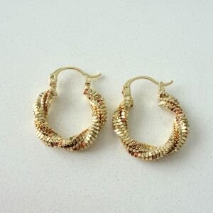 Altın Kaplama Işıltılı Burgu Halka Küpe (2cm)