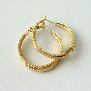 Altın Kaplama Mat 3lü Sarmal Halka Küpe (3cm)