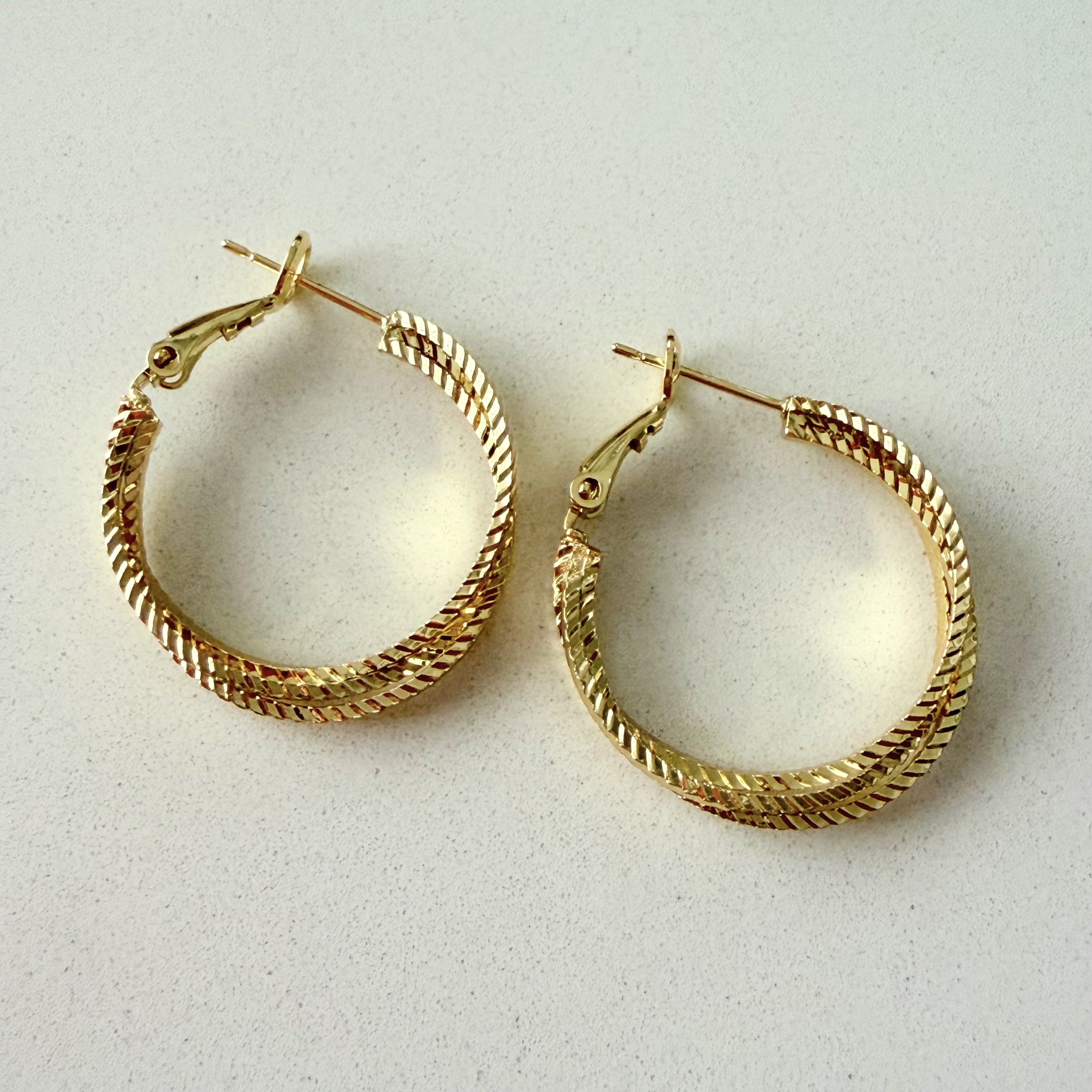 Altın Kaplama Lazer Kesim 3lü Halka Küpe (2,5cm)