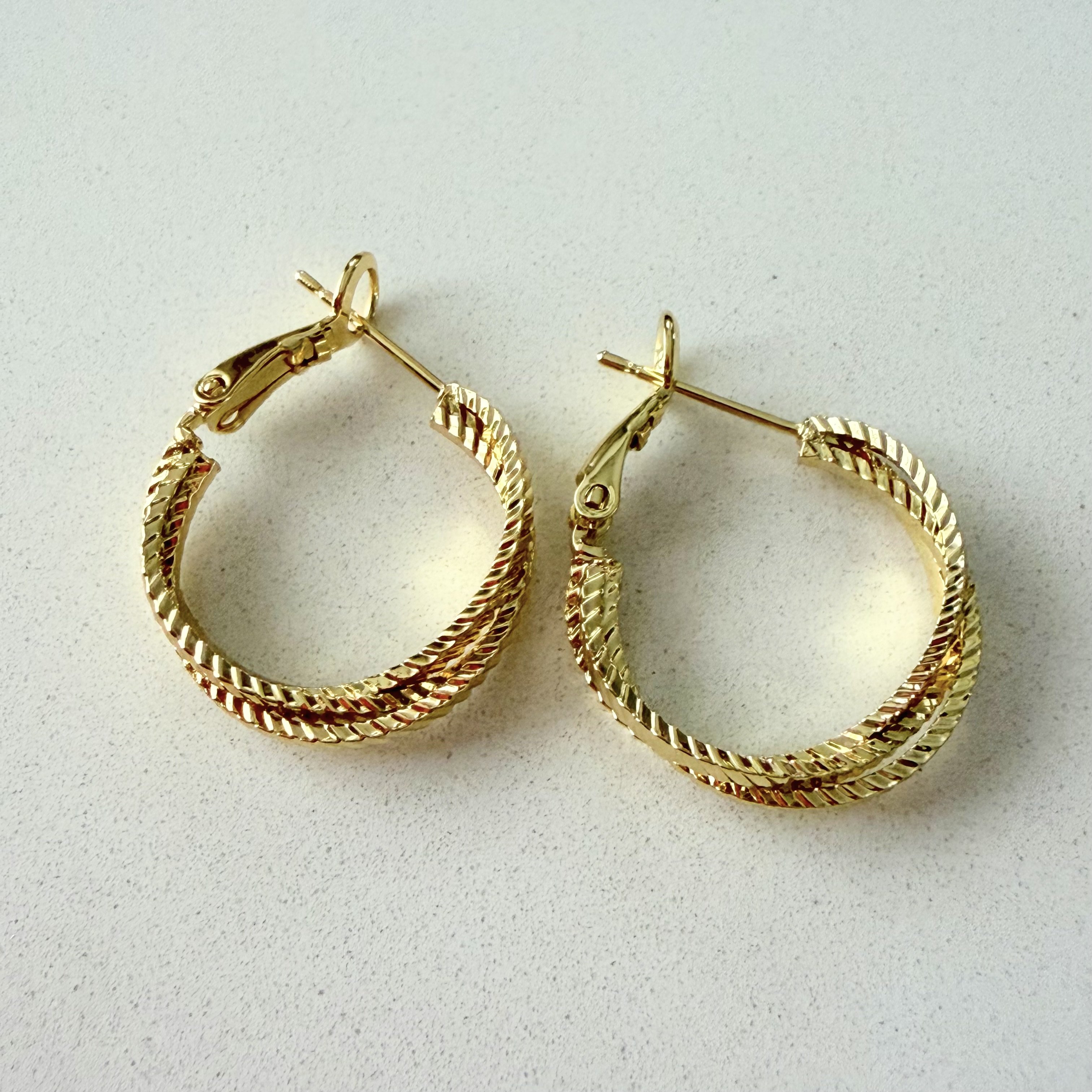 Altın Kaplama Lazer Kesim 3lü Halka Küpe (2cm)