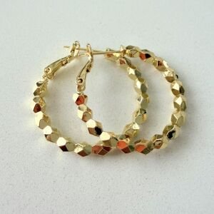 Altın Kaplama Prizma Halka Küpe (3cm)