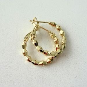 Altın Kaplama Prizma Halka Küpe (2cm)