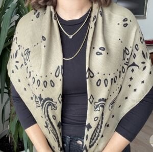 Haki Desenli Şal  90*90cm