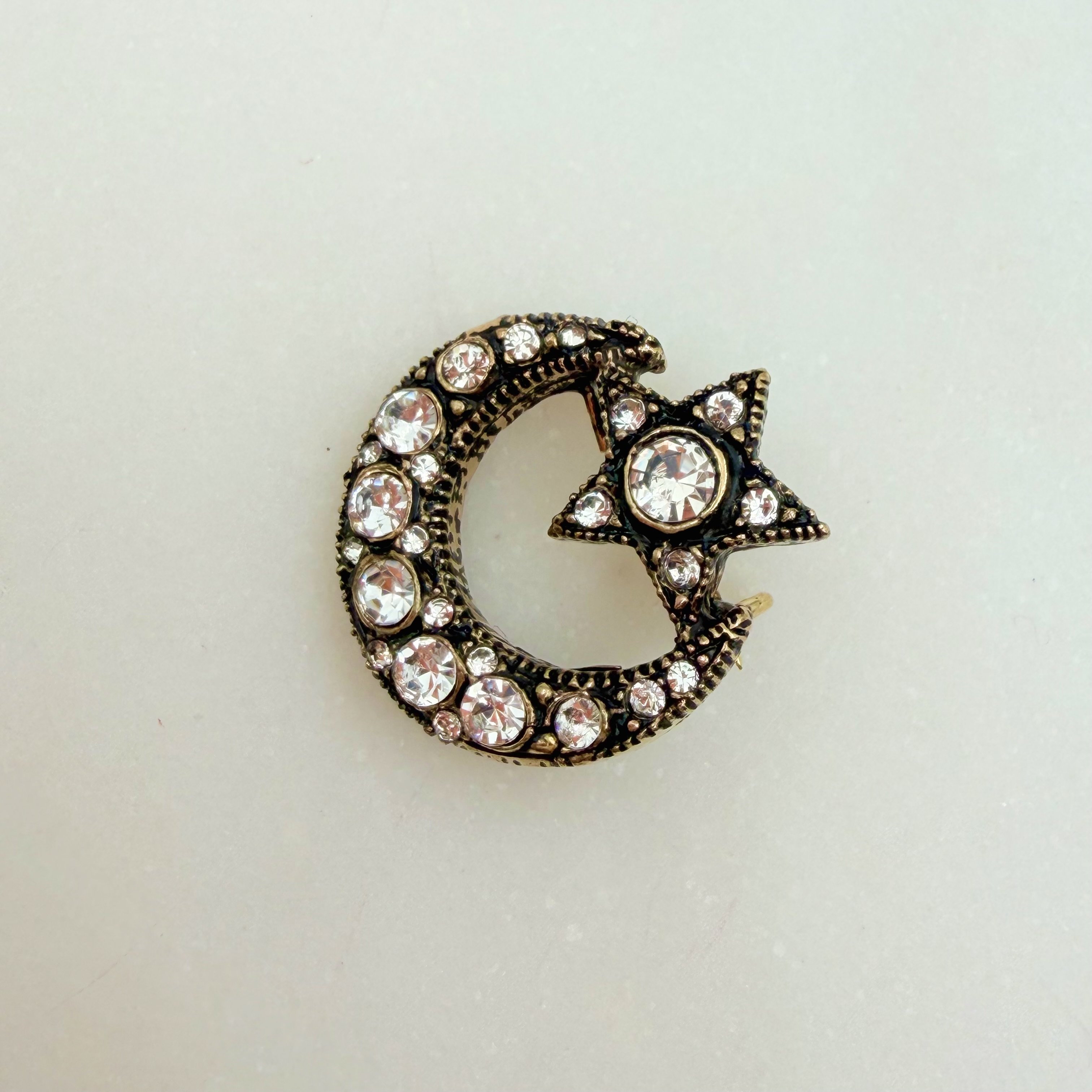 Taş Detaylı Ay Yıldız Broş