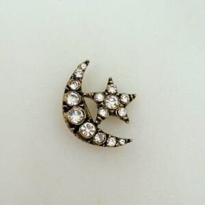 Taşlı İnce Ay Yıldız Broş