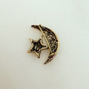 Taşlı İnce Ay Yıldız Broş