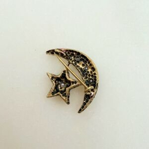 İnci Detaylı İnce Ay Yıldız Broş