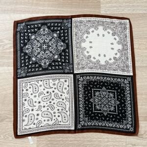 Dilimli Kahverengi Desenli Pamuklu Fular 70*70cm