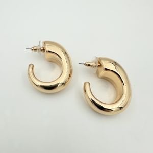 Altın Kaplama C Form Küpe -gold-