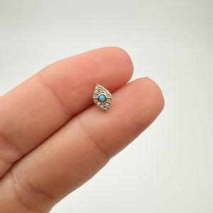 Mavi Mini Taş Detaylı Tragus Küpe