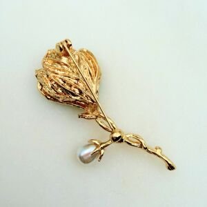 İnci Detaylı Mavi Çiçek Broş