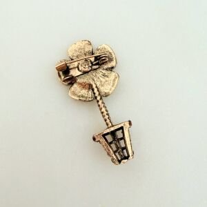 Bronz Saksıda Gri Taşlı Papatya Broş