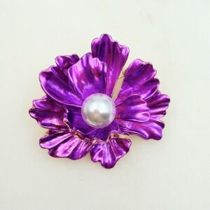 İnci Detaylı Mor Kamelya Çiçeği Broş