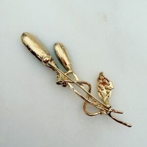 Yeşil Kristal Taşlı Tomurcuk Broş