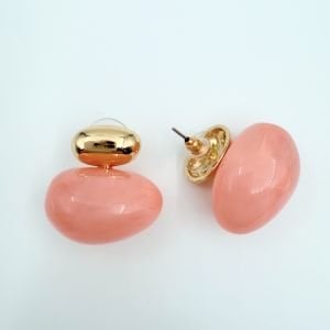 Altın Kaplama Pembe Reçine Top Küpe