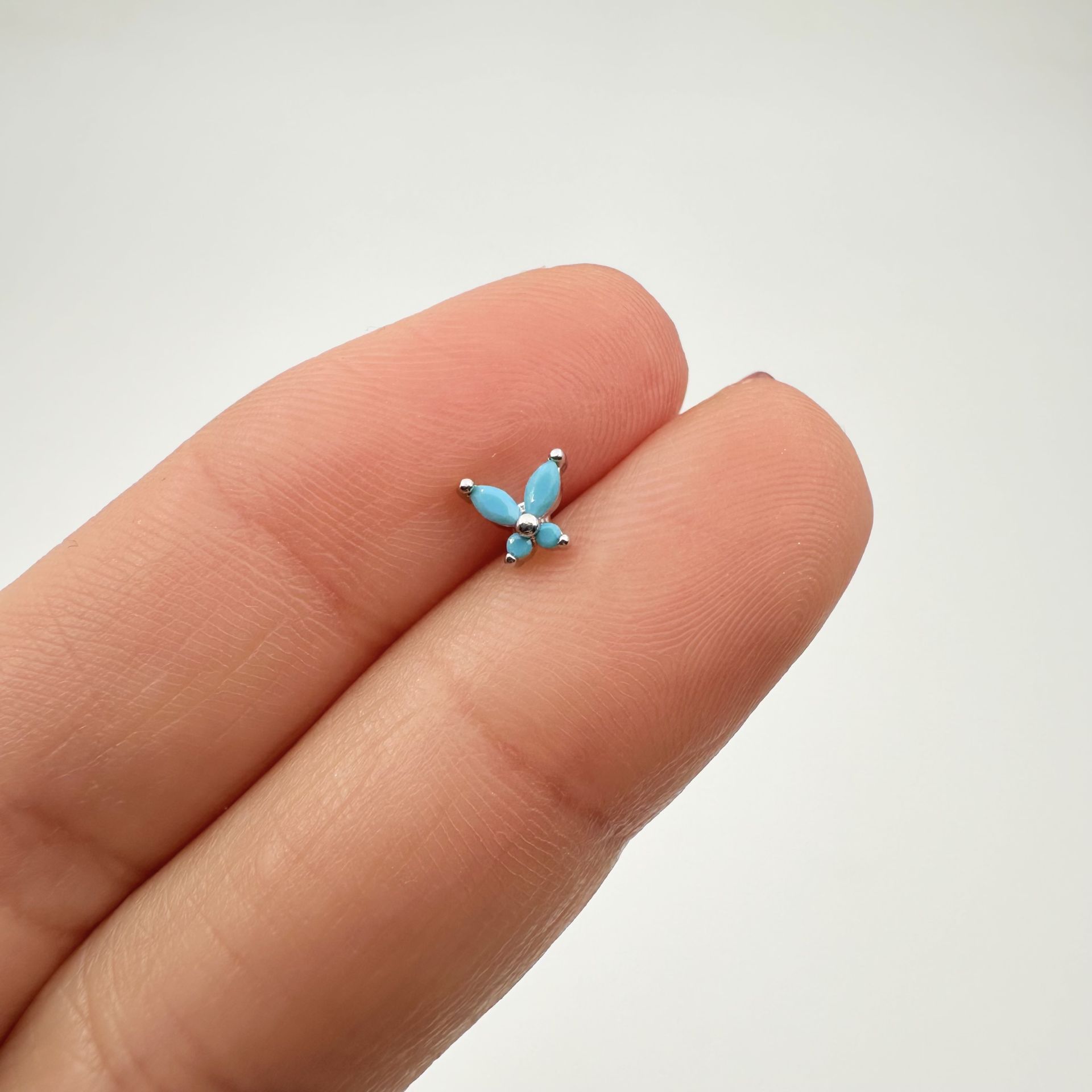 Mavi Kelebek Tragus Küpe