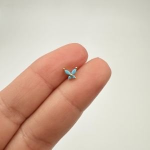 Mavi Kelebek Tragus Küpe