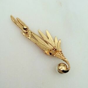 İnci Detaylı Simli Pembe Kanat Broş