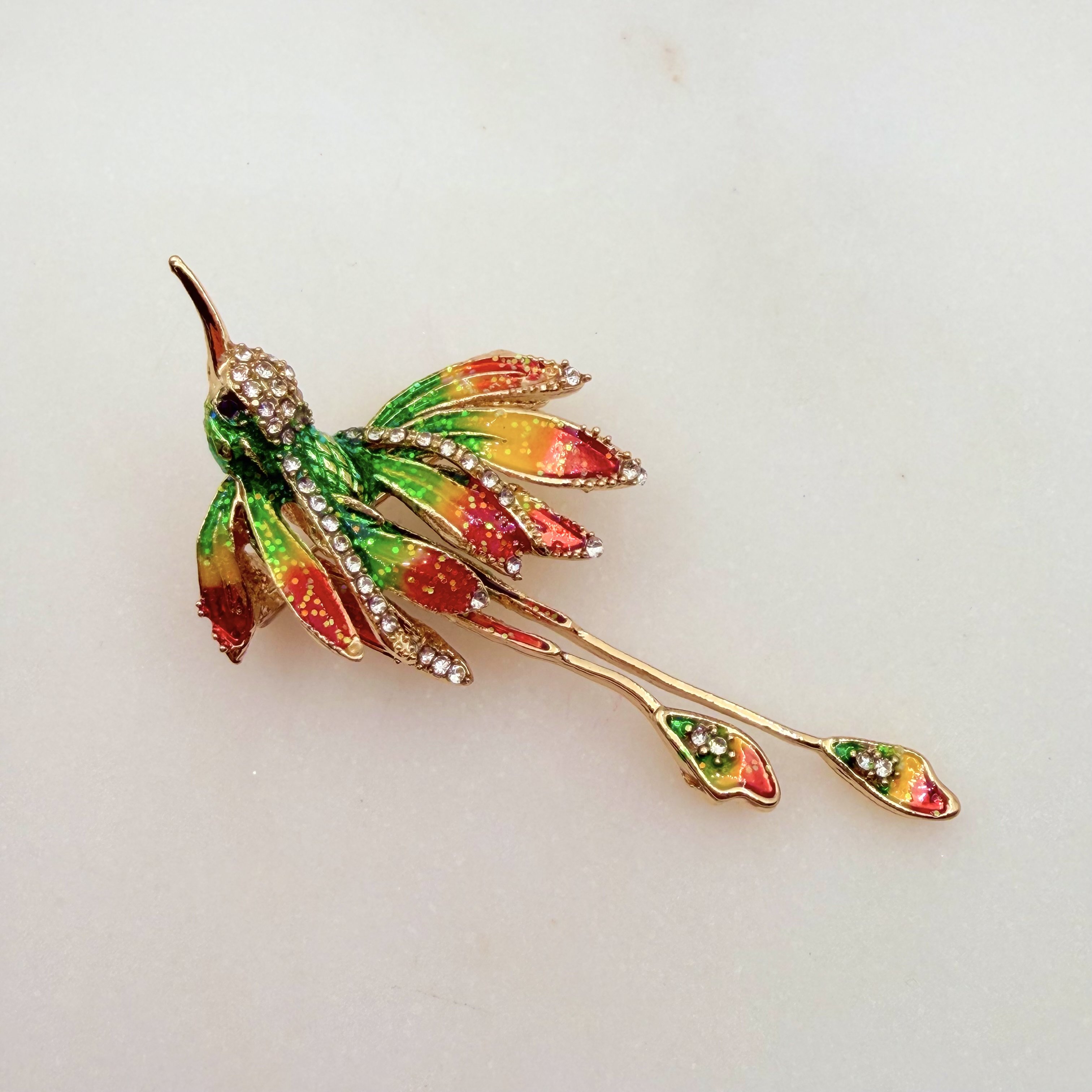 Renkli Mineli Kırlangıç Broş