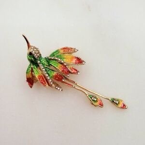 Renkli Mineli Kırlangıç Broş