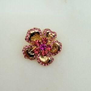 Pembe Taşlı Çiçek Broş