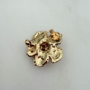 Pembe Taşlı Çiçek Broş