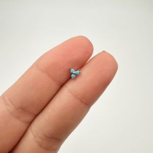 3 Nokta Mavi Taşlı Tragus Küpe