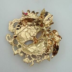 Pembe Mineli Maske Broş