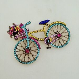 Renkli Taşlı Bisiklet Broş