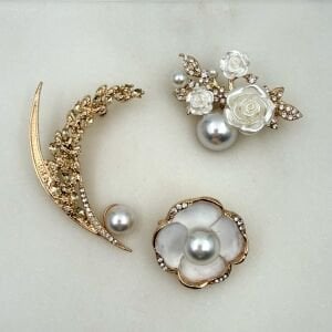 İnci Işıltısı 3’lü Broş Seti