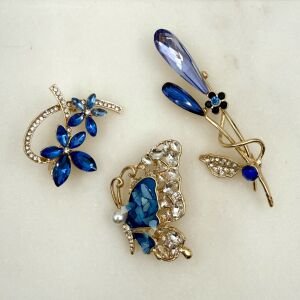 Mavi Düşler 3’lü Broş Seti