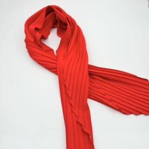 Kırmızı Pliseli İpek Saten Fular