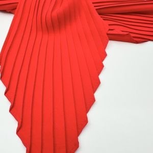 Kırmızı Pliseli İpek Saten Fular