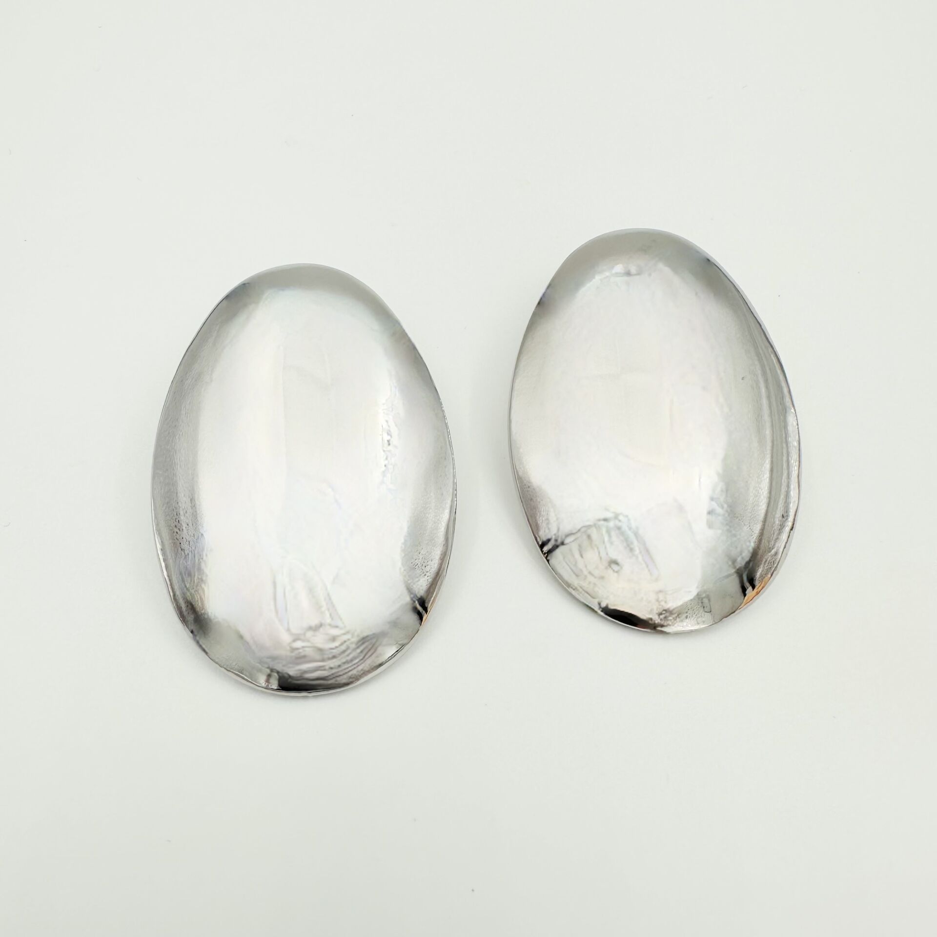 Altın Kaplama Silver Oval Plaka Küpe