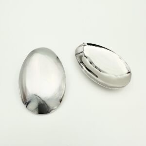 Altın Kaplama Silver Oval Plaka Küpe